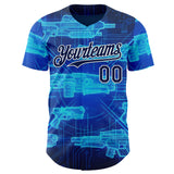 Custom Blue Navy-White Futurism Sci-Fi E-sports 3D Pattern Design Authentic Baseball Jersey