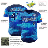 Custom Blue Navy-White Futurism Sci-Fi E-sports 3D Pattern Design Authentic Baseball Jersey