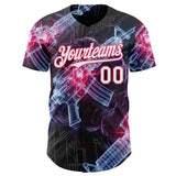 Custom Black White-Neon Pink Futurism Sci-Fi E-sports 3D Pattern Design Authentic Baseball Jersey