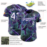 Custom Black White-Dark Purple Futurism Cyberpunk E-sports 3D Pattern Design Authentic Baseball Jersey