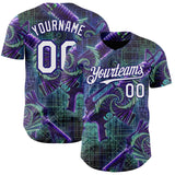 Custom Black White-Dark Purple Futurism Cyberpunk E-sports 3D Pattern Design Authentic Baseball Jersey
