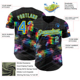 Custom Black Electric Blue-Light Yellow Futurism Cyberpunk E-sports 3D Pattern Design Authentic Baseball Jersey