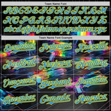 Custom Black Electric Blue-Light Yellow Futurism Cyberpunk E-sports 3D Pattern Design Authentic Baseball Jersey
