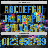 Custom Black Electric Blue-Light Yellow Futurism Cyberpunk E-sports 3D Pattern Design Authentic Baseball Jersey