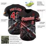 Custom Black Red-White Futurism Cyberpunk E-sports 3D Pattern Design Authentic Baseball Jersey