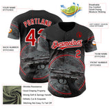 Custom Black Red-White Futurism Cyberpunk E-sports 3D Pattern Design Authentic Baseball Jersey