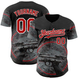 Custom Black Red-White Futurism Cyberpunk E-sports 3D Pattern Design Authentic Baseball Jersey