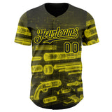 Custom Black-Light Yellow Futurism Cyberpunk E-sports 3D Pattern Design Authentic Baseball Jersey