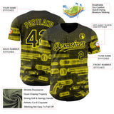 Custom Black-Light Yellow Futurism Cyberpunk E-sports 3D Pattern Design Authentic Baseball Jersey