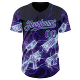 Custom Black Purple-Ice Blue Futurism Cyberpunk E-sports 3D Pattern Design Authentic Baseball Jersey