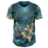 Custom Blue Black-Ice Blue Futurism Sci-Fi E-sports 3D Pattern Design Authentic Baseball Jersey