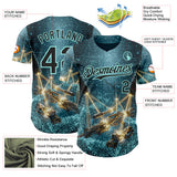 Custom Blue Black-Ice Blue Futurism Sci-Fi E-sports 3D Pattern Design Authentic Baseball Jersey
