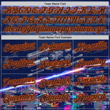 Custom Blue Black-Orange Futurism Sci-Fi E-sports 3D Pattern Design Authentic Baseball Jersey