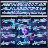 Custom Black Ice Blue-Medium Purple Futurism Cyberpunk E-sports 3D Pattern Design Authentic Baseball Jersey