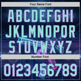 Custom Black Ice Blue-Medium Purple Futurism Cyberpunk E-sports 3D Pattern Design Authentic Baseball Jersey