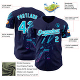 Custom Navy Lakes Blue-White Futurism Cyberpunk E-sports 3D Pattern Design Authentic Baseball Jersey