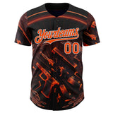 Custom Black Orange-Silver Futurism Cyberpunk E-sports 3D Pattern Design Authentic Baseball Jersey