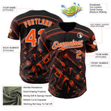 Custom Black Orange-Silver Futurism Cyberpunk E-sports 3D Pattern Design Authentic Baseball Jersey