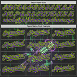Custom Black Purple-Neon Green Futurism Cyberpunk Digital Rain 3D Pattern Design Authentic Baseball Jersey