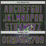 Custom Black Purple-Neon Green Futurism Cyberpunk Digital Rain 3D Pattern Design Authentic Baseball Jersey