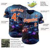 Custom Black Orange-White Futurism Cyberpunk E-sports 3D Pattern Design Authentic Baseball Jersey