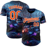 Custom Black Orange-White Futurism Cyberpunk E-sports 3D Pattern Design Authentic Baseball Jersey