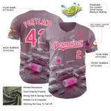 Custom Gray Neon Pink-White Futurism Cyberpunk E-sports 3D Pattern Design Authentic Baseball Jersey