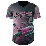 Custom Black-Light Pink Futurism Cyberpunk E-sports 3D Pattern Design Authentic Baseball Jersey