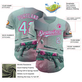 Custom Blue Ice Blue-Hot Pink Futurism Cyberpunk E-sports 3D Pattern Design Authentic Baseball Jersey