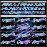 Custom Black Ice Blue-Medium Purple Futurism Cyberpunk E-sports 3D Pattern Design Authentic Baseball Jersey