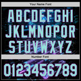Custom Black Ice Blue-Medium Purple Futurism Cyberpunk E-sports 3D Pattern Design Authentic Baseball Jersey