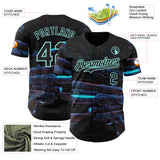 Custom Black-Ice Blue Futurism Cyberpunk E-sports 3D Pattern Design Authentic Baseball Jersey