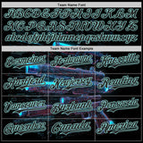 Custom Black-Ice Blue Futurism Cyberpunk E-sports 3D Pattern Design Authentic Baseball Jersey