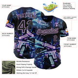 Custom Black-Light Purple Futurism Cyberpunk E-sports 3D Pattern Design Authentic Baseball Jersey