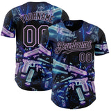 Custom Black-Light Purple Futurism Cyberpunk E-sports 3D Pattern Design Authentic Baseball Jersey