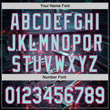 Custom Black Ice Blue-Hot Pink Futurism Tech E-sports 3D Pattern Design Authentic Baseball Jersey