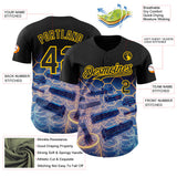 Custom Black-Yellow Futurism Tech Holographic E-sports 3D Pattern Design Authentic Baseball Jersey