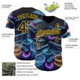 Custom Black-Yellow Futurism Cyberpunk E-sports 3D Pattern Design Authentic Baseball Jersey