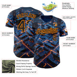 Custom Blue Black-Bay Orange Futurism Tech E-sports 3D Pattern Design Authentic Baseball Jersey