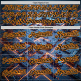 Custom Blue Black-Bay Orange Futurism Tech E-sports 3D Pattern Design Authentic Baseball Jersey
