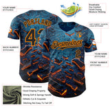 Custom Blue Black-Bay Orange Futurism Tech E-sports 3D Pattern Design Authentic Baseball Jersey