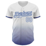 Custom White-Royal Geometric Hexagonal Dot Gradient Authentic Baseball Jersey