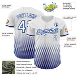 Custom White-Royal Geometric Hexagonal Dot Gradient Authentic Baseball Jersey