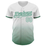 Custom White-Kelly Green Geometric Hexagonal Dot Gradient Authentic Baseball Jersey