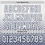 Custom White-Navy Geometric Hexagonal Dot Gradient Authentic Baseball Jersey