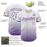 Custom White-Purple Geometric Hexagonal Dot Gradient Authentic Baseball Jersey