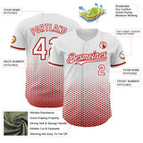 Custom White-Red Geometric Hexagonal Dot Gradient Authentic Baseball Jersey