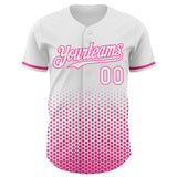 Custom White-Pink Geometric Hexagonal Dot Gradient Authentic Baseball Jersey