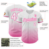 Custom White-Pink Geometric Hexagonal Dot Gradient Authentic Baseball Jersey