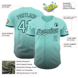 Custom Ice Blue-Black Geometric Hexagonal Dot Gradient Authentic Baseball Jersey